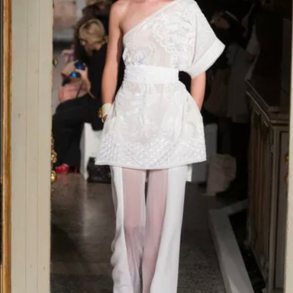 New Emilio Pucci RUNWAY Sheer White Pant 38 2-4 - Picture 4 of 6